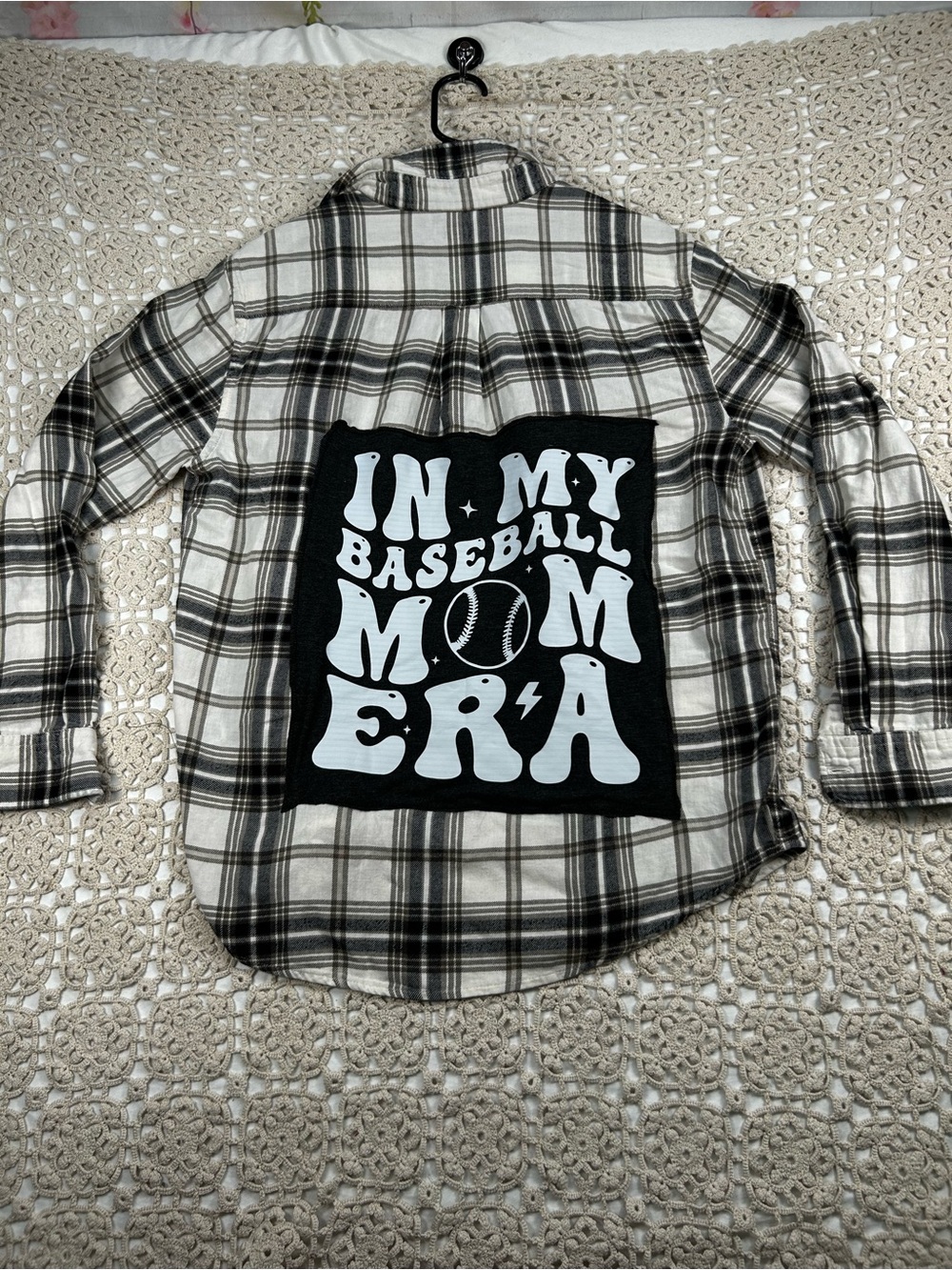 Upcycled Baseball Mom Flannel | Croft & Barrow | Size Medium 100% Cotton - Picture 10 of 11
